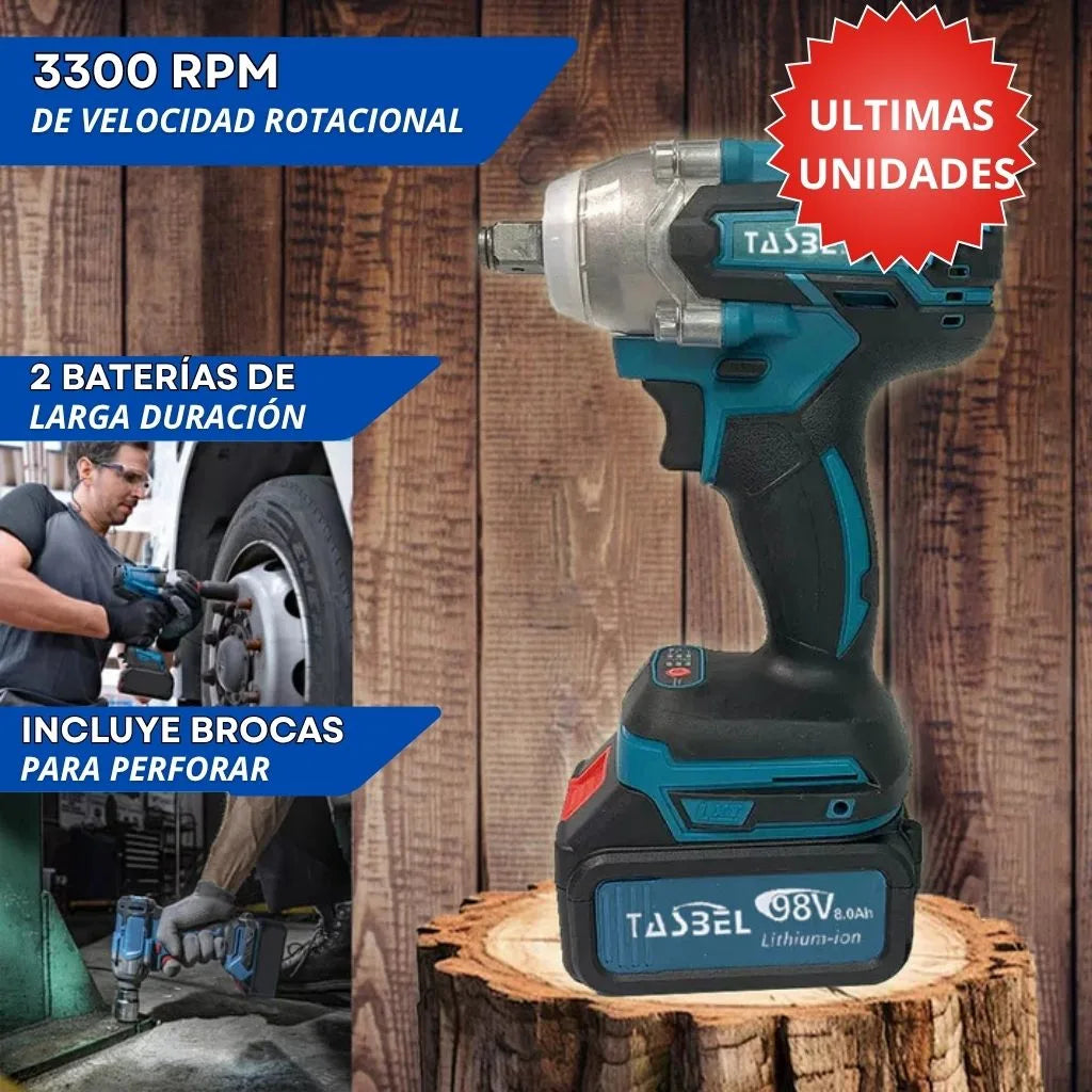 LLAVE DE IMPACTO TASBEL™ 98V | 2 BATERÍAS DE REGALO 🎁