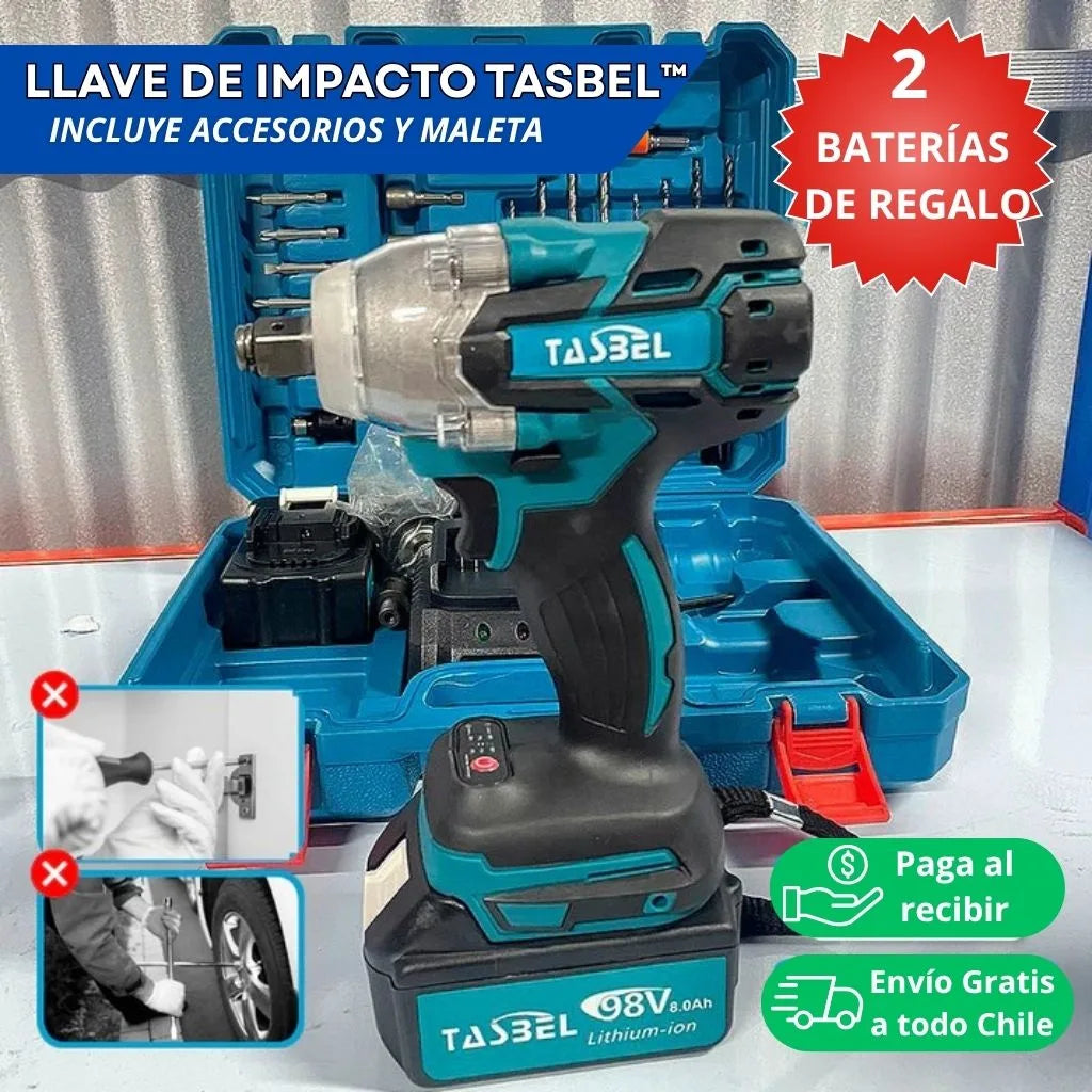 LLAVE DE IMPACTO TASBEL™ 98V | 2 BATERÍAS DE REGALO 🎁